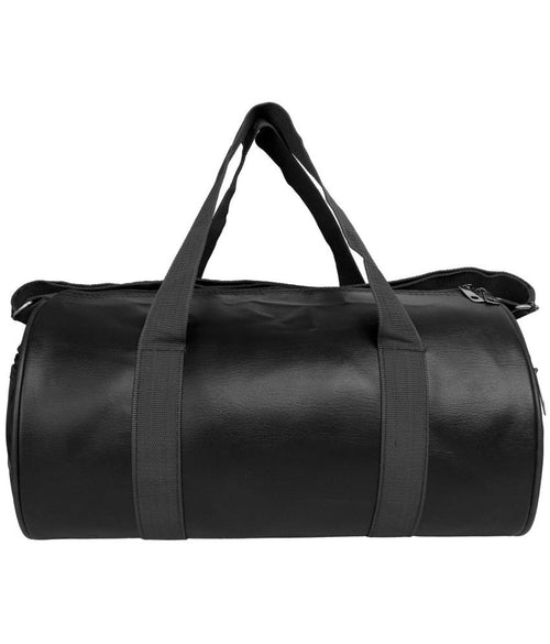 Black Leather Gym Duffel Bag with Shoulder Strap